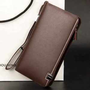 Men's Long Business Wallet – PU Leather Purse with Elegant Slim Design