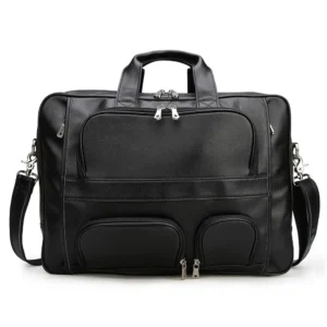 Men’s Cowhide Leather Briefcase – Large Capacity Laptop Messenger Bag